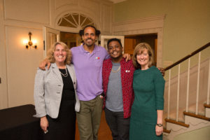 Tufts administrators and winners at the CGU President's house after the April 2016 ceremony
